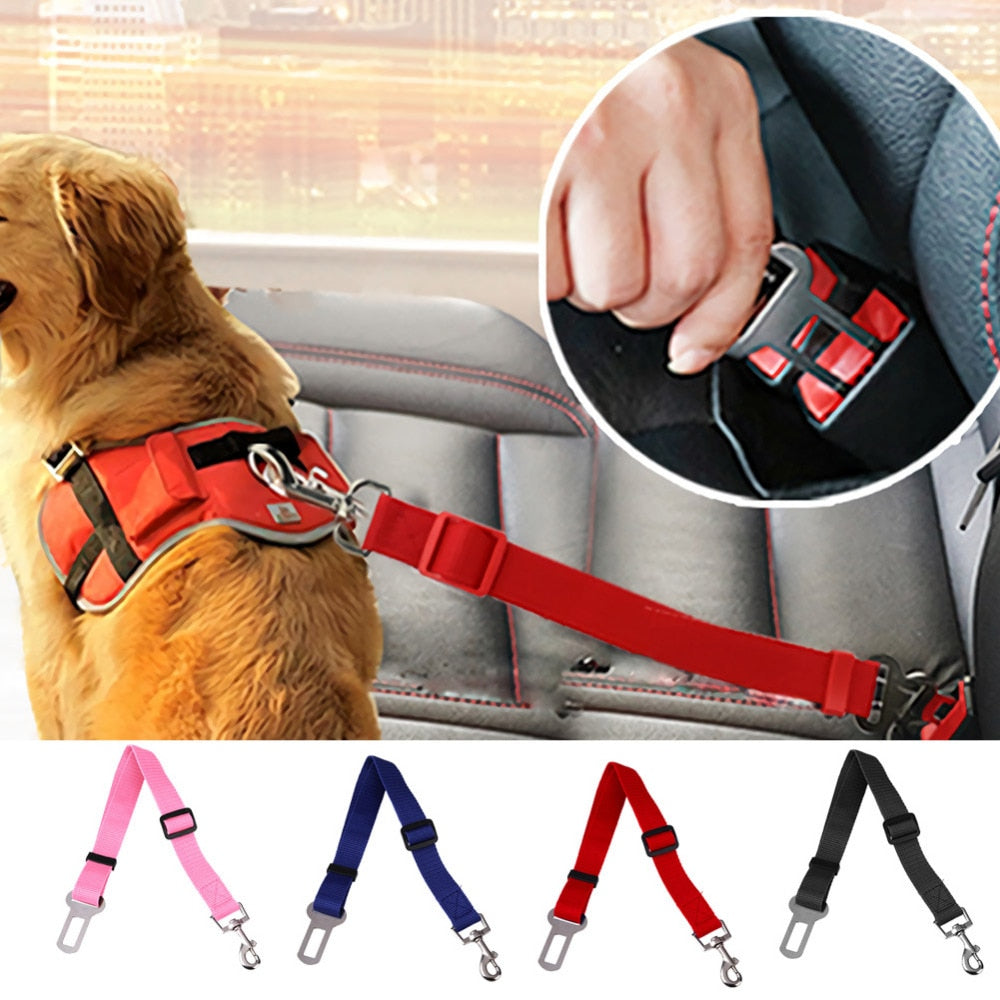 43 70cm Adjustable Dog Car Safety Seat Belt Vehicle Seatbelt Harness Lead Clip Pet Dog Supplies Safety Lever Auto Traction