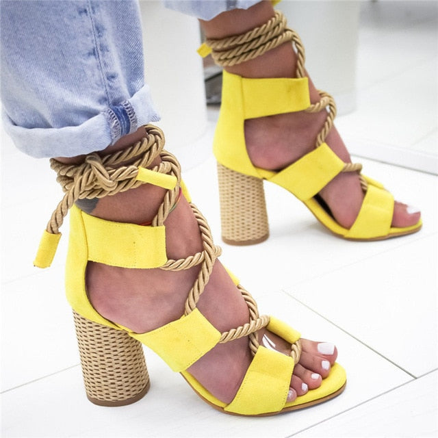 Summer Wedge Espadrilles Women Sandals 7CM Heel Pointed Fish Mouth Sandals Woman Hemp Lace Up Women Platform Sandals