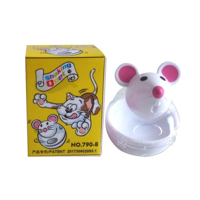 Pet Feeder Food Automatic Leakage Snack Dispenser Artificial False Mice Mouse Shape Pattern Tumbler Rolling Toy For Cat