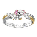 Load image into Gallery viewer, &quot;Never Forget I Love You&quot; Silver Cute Pink Elephant Crystal Zircon Engagement Ring Accessories Lover&#39;s Gift Anniversary Jewelry
