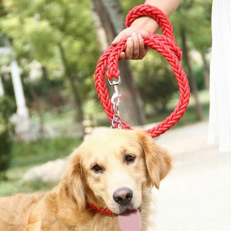 1.5*110 Strong Pet Dog Braided Nylon Durable Dog Leash Lead Heavy Duty Anti-slip Rope Stereotyped Rope Collar Set