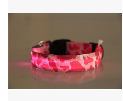 Nylon LED Camouflage Pet Dog Collar Night Safety Glow Flashing Cat Collar Led Luminous Small Dog Collars