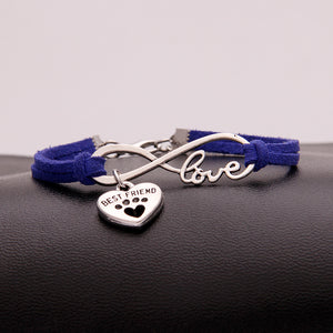 Infinity love dog cat pet paw footprint best friend bracelet heart charm men wrap bracelets & bangles for women jewelry