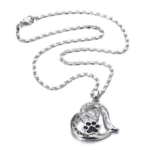 Pet Memorial jewelry pet Foot paw print heart necklace