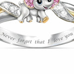 Load image into Gallery viewer, &quot;Never Forget I Love You&quot; Silver Cute Pink Elephant Crystal Zircon Engagement Ring Accessories Lover&#39;s Gift Anniversary Jewelry
