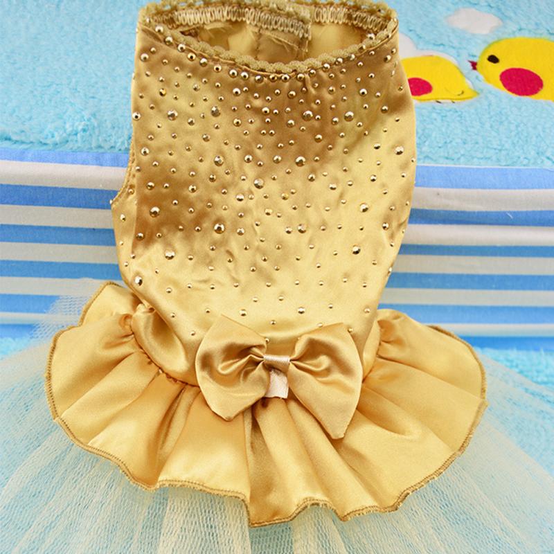 Pet Cat Dog Tutu Dress Rhinestone Bowknot Puppy Princess Dress Party Dog Dress Wedding Dress Pet Clothes