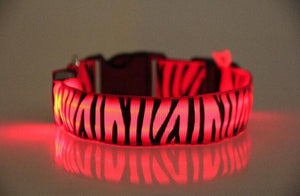 Leopard Nylon Dog Collar Flash Night Safety LED Glow Dog Harness Pet Supplies Cat Collars Accessories Dogs Luminous Fluorescen