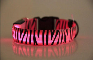 Leopard Nylon Dog Collar Flash Night Safety LED Glow Dog Harness Pet Supplies Cat Collars Accessories Dogs Luminous Fluorescen