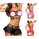 Load image into Gallery viewer, 1Set Women Sexy Lingerie Corset Babydoll G-string Push Up Top Bra+Pants Set Sleepwear Underwear Nightwear Dress  black/pink/ red
