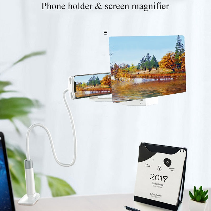 Mobile Phone High Definition Projection Bracket Adjustable Flexible All Angles Phone Tablet Holder 3D HD Screen Magnifier