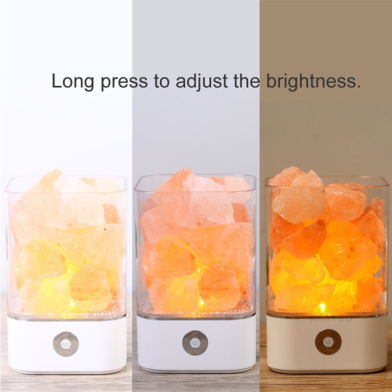 USB Crystal Light natural himalayan salt lamp led Lamp Air Purifier Mood Creator Indoor warm light table lamp bedroom lava lamp