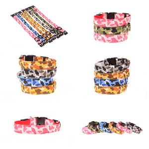 Nylon LED Camouflage Pet Dog Collar Night Safety Glow Flashing Cat Collar Led Luminous Small Dog Collars