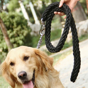 1.5*110 Strong Pet Dog Braided Nylon Durable Dog Leash Lead Heavy Duty Anti-slip Rope Stereotyped Rope Collar Set