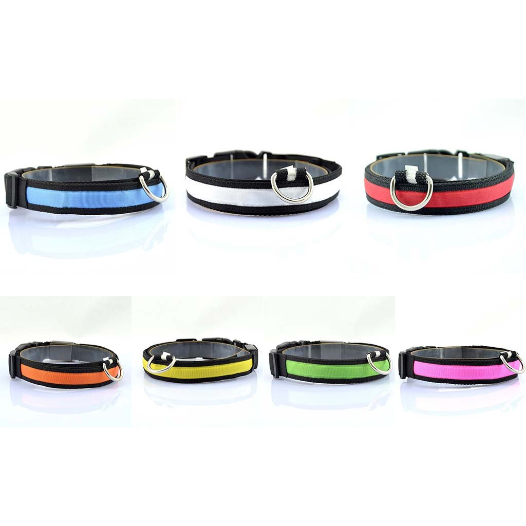 Nylon Pet Dog Collar LED Light Night Safety Light-up Flash Glowing Cat Collar Dog Collars