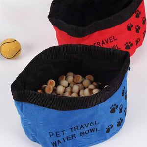 Portable Pet Dogs Cat Canvas Folding Travel Bowl Feeding Bowl Feeder Bottle Cat Dog Water Bowls Goods for Dogs