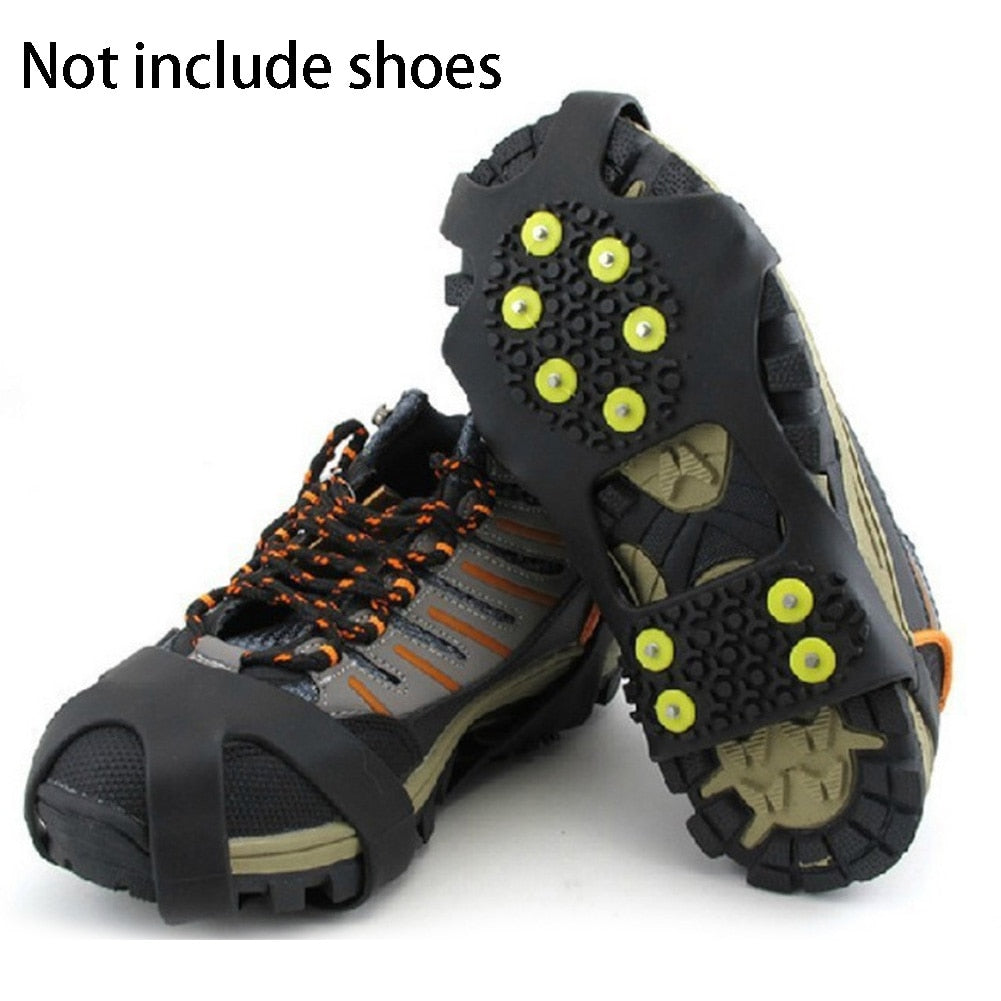 1Pair 10Stud S M L Non Slip Snow Shoe Spikes Winter Anti Slip Ice Grips Cleats Crampons Climbing Outdoor  Shoes Cover Crampons