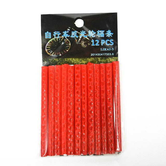 12Pcs Bicycle Light Wheel Rim Spoke Clip Tube Safety Warning Light Cycling Strip Reflective Reflector Bike Bicycle Accessories