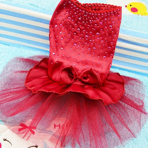 Pet Cat Dog Tutu Dress Rhinestone Bowknot Puppy Princess Dress Party Dog Dress Wedding Dress Pet Clothes