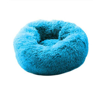 Long Plush Super Soft Pet Bed Kennel Dog Round Cat Winter Warm Sleeping Bag Puppy Cushion Mat Portable Cat Supplies 46/50/60cm