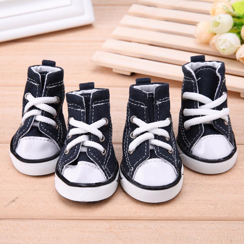 4pcs Denim Pet Dog Shoes Anti-slip Waterproof Sporty Sneakers Booties Breathable Booties For Small Cats Dogs Puppy Dog Shoes