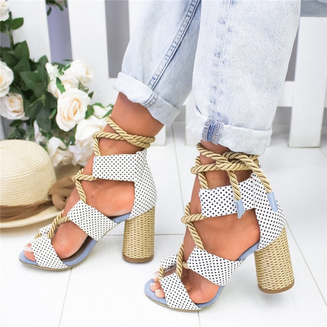 Summer Wedge Espadrilles Women Sandals 7CM Heel Pointed Fish Mouth Sandals Woman Hemp Lace Up Women Platform Sandals