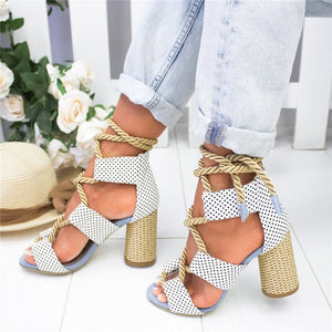 Summer Wedge Espadrilles Women Sandals 7CM Heel Pointed Fish Mouth Sandals Woman Hemp Lace Up Women Platform Sandals