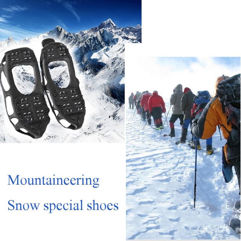 24 Tooth Ice Gripper Spike for Shoes Outdoor Anti Slip Climbing Snow Spikes Crampons Cleats Chain Claws Grips Boots Cover