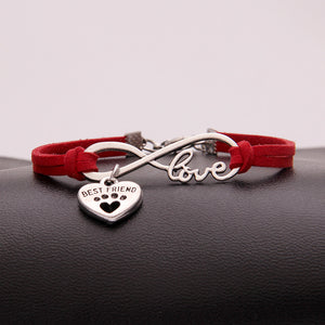 Infinity love dog cat pet paw footprint best friend bracelet heart charm men wrap bracelets & bangles for women jewelry