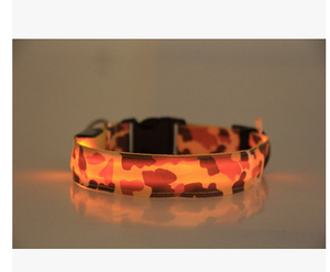 Nylon LED Camouflage Pet Dog Collar Night Safety Glow Flashing Cat Collar Led Luminous Small Dog Collars