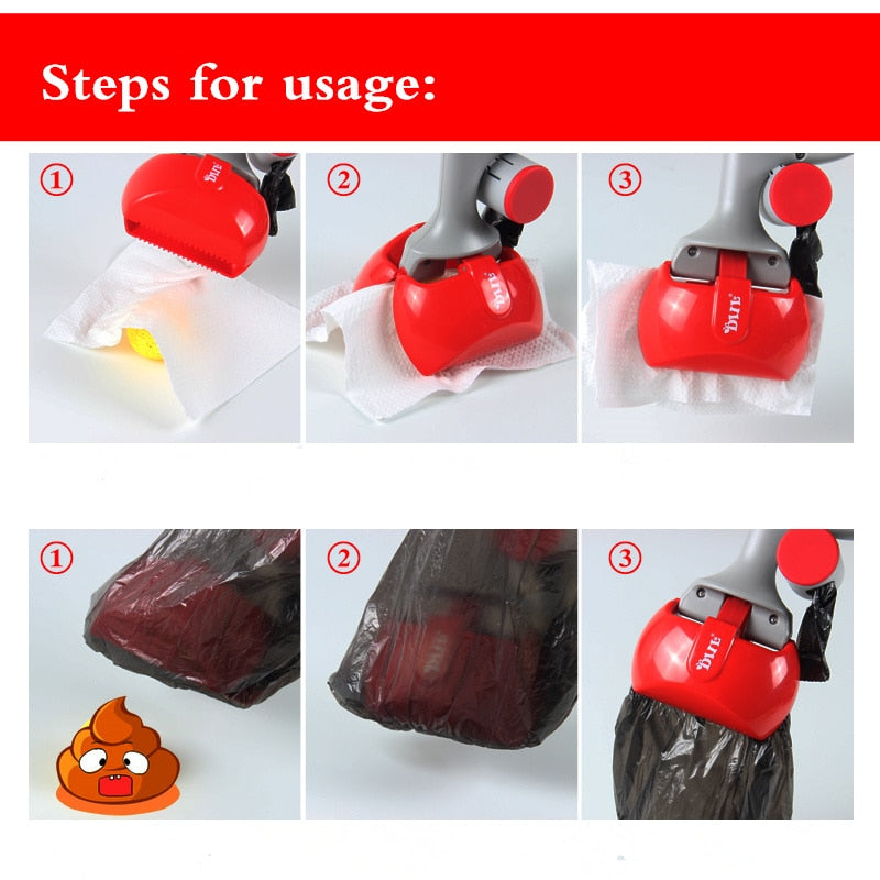 2 In 1 Pet Pooper Scooper +(1 Lot=20Pcs)Poop Bags Set Dog Cat Outdoor Waste Cleaning Poop Shit Pickup Remover Pooper Bags