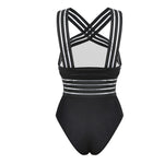 Load image into Gallery viewer, Sexy One Piece Swimsuit Women High Neck Bandage Cross Back Neck Monokini Black Swimwear Women Bathing Suits
