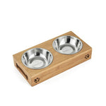 Load image into Gallery viewer, Limited Sales Cat Dog Pet Stainless Steel/Ceramic Feeding and Drinking Bowls Combination with Bamboo Frame for Dogs Cats
