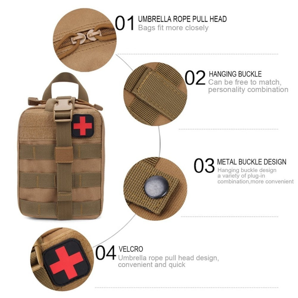 Outdoor Tactical Medical Bag Travel First Aid Kit Multifunctional Waist Pack Camping Climbing Bag Emergency Case Survival Kit