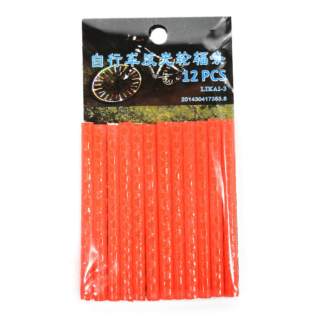 12Pcs Bicycle Light Wheel Rim Spoke Clip Tube Safety Warning Light Cycling Strip Reflective Reflector Bike Bicycle Accessories