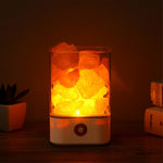 Load image into Gallery viewer, USB Crystal Light natural himalayan salt lamp led Lamp Air Purifier Mood Creator Indoor warm light table lamp bedroom lava lamp
