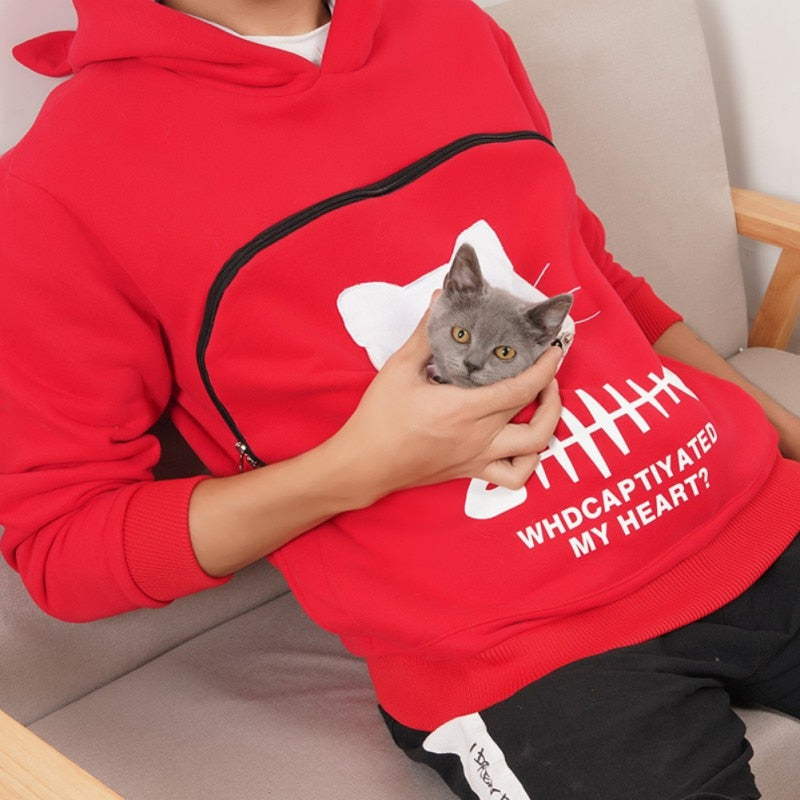 Pet Carrier Thicken Hoodies Kitten Puppy Holder Animal Pouch Hoodie Breathable Hooded Sweatshirt Teen Girls Women Pullovers Tops