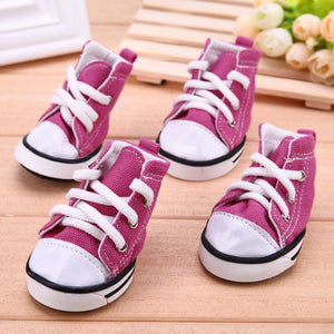 4pcs Denim Pet Dog Shoes Anti-slip Waterproof Sporty Sneakers Booties Breathable Booties For Small Cats Dogs Puppy Dog Shoes