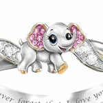 Load image into Gallery viewer, &quot;Never Forget I Love You&quot; Silver Cute Pink Elephant Crystal Zircon Engagement Ring Accessories Lover&#39;s Gift Anniversary Jewelry
