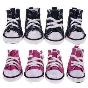 4pcs Denim Pet Dog Shoes Anti-slip Waterproof Sporty Sneakers Booties Breathable Booties For Small Cats Dogs Puppy Dog Shoes