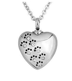 Load image into Gallery viewer, Crystal Pet Dog Paw Print Heart Urn Pendant Necklace
