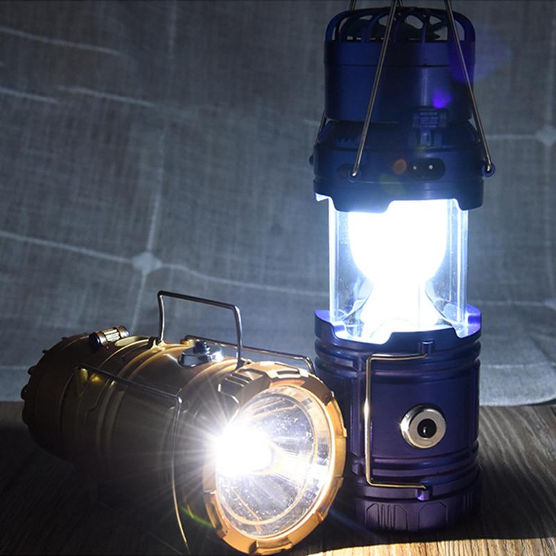 LED Solar Foldable Flashlight Portable LED Light Rechargeable Hand Lights Hiking Camping lanterna tatica Outdoor solar tent lamp