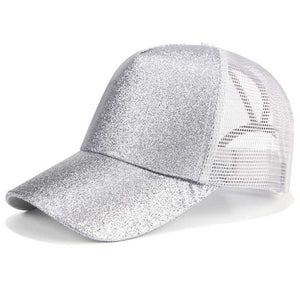 Glitter Ponytail Baseball Cap Women Snapback Dad Hat Mesh Trucker Caps Messy Bun Summer Hat Female Adjustable Hip Hop Hats