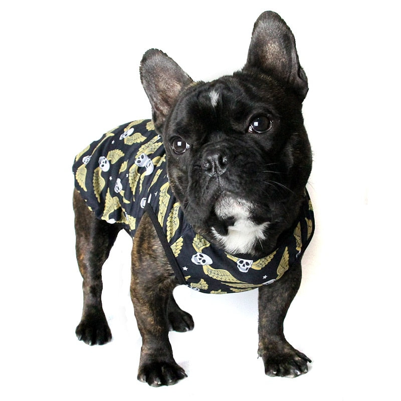 Cotton French Bulldog Skull Print Vest Pet Dog Summer Clothes for Small Dogs Pets Clothing Chihuahua Punk T-shirt Pug Costume