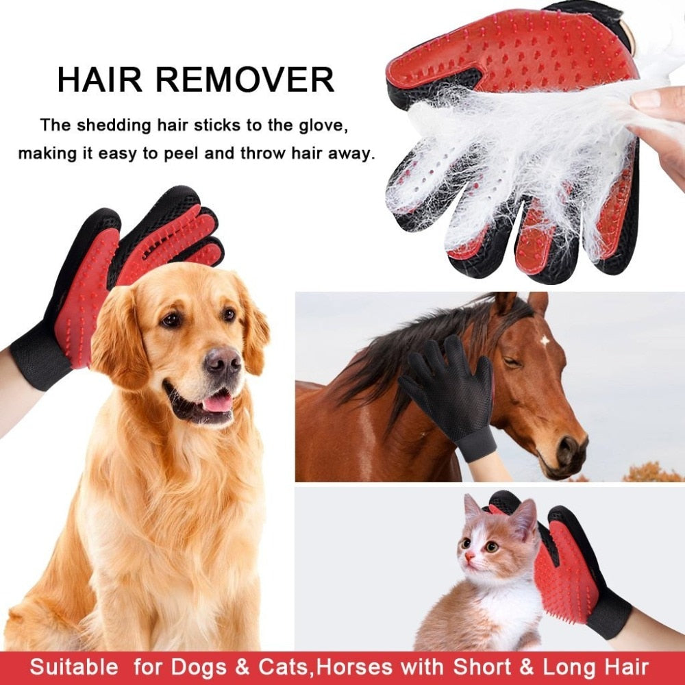 Cat Grooming Gloves Dog Hair Remover Gentle Deshedding Brush Comb Tool Pet Massage Mitt with Enhanced Long/Short Fur