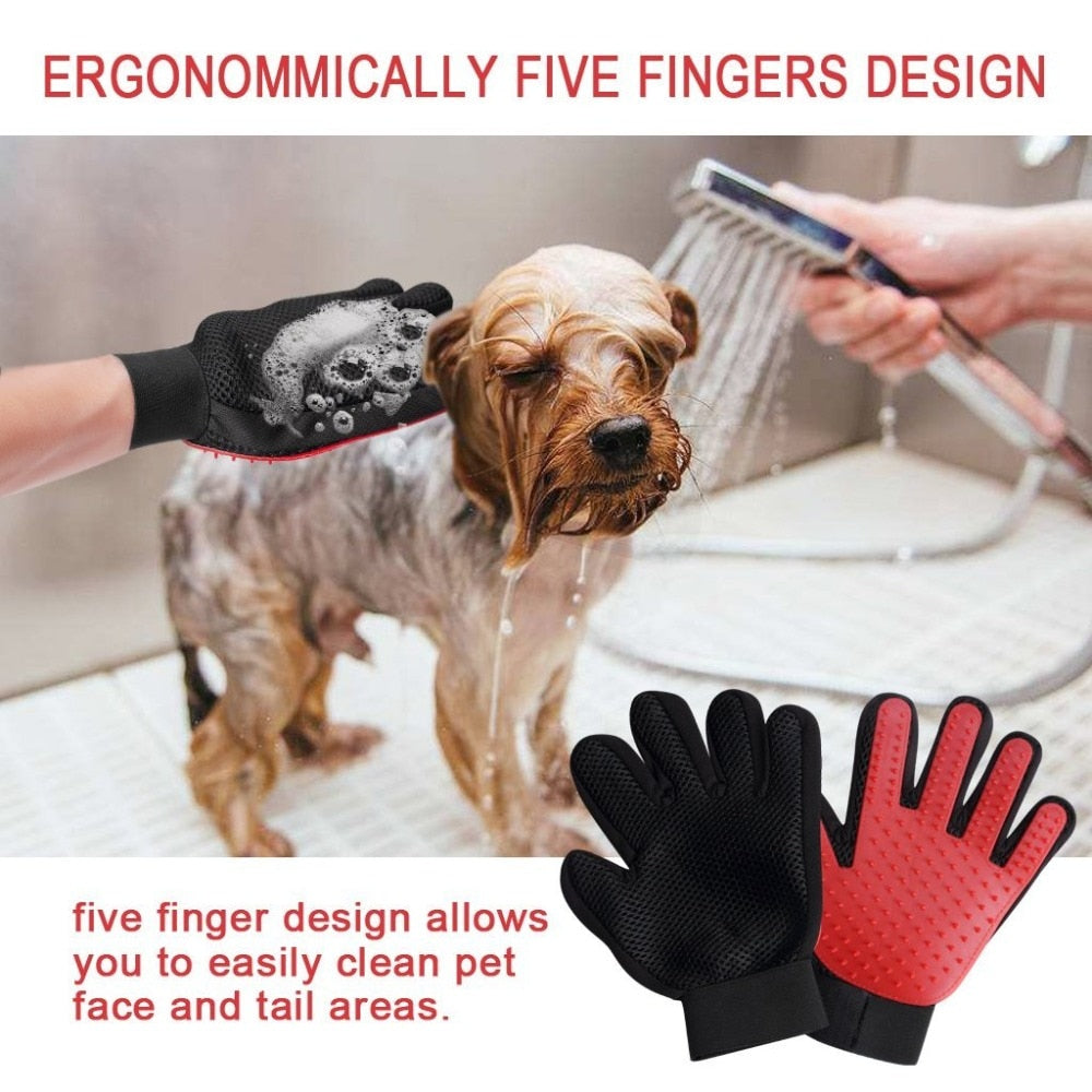 Cat Grooming Gloves Dog Hair Remover Gentle Deshedding Brush Comb Tool Pet Massage Mitt with Enhanced Long/Short Fur