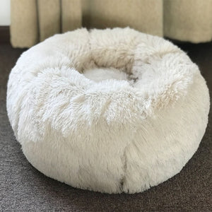 Long Plush Super Soft Pet Bed Kennel Dog Round Cat Winter Warm Sleeping Bag Puppy Cushion Mat Portable Cat Supplies 46/50/60cm