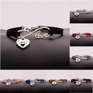 Infinity love dog cat pet paw footprint best friend bracelet heart charm men wrap bracelets & bangles for women jewelry