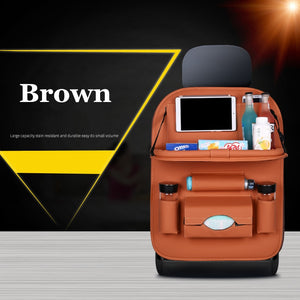 Car Seat Back Bag Folding Table Organizer Pad Drink Chair Storage Pocket Box Travel Stowing Tidying Automobile Accessories