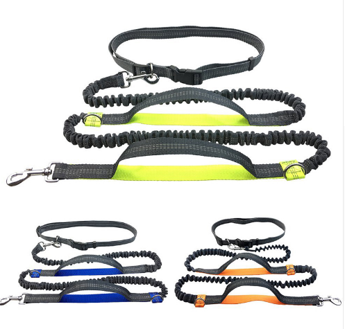 Pet Dog Running Leash Rope with2 handles DogJoging Walking Leash with Reflective Hands