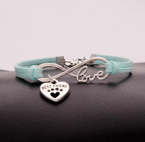 Infinity love dog cat pet paw footprint best friend bracelet heart charm men wrap bracelets & bangles for women jewelry